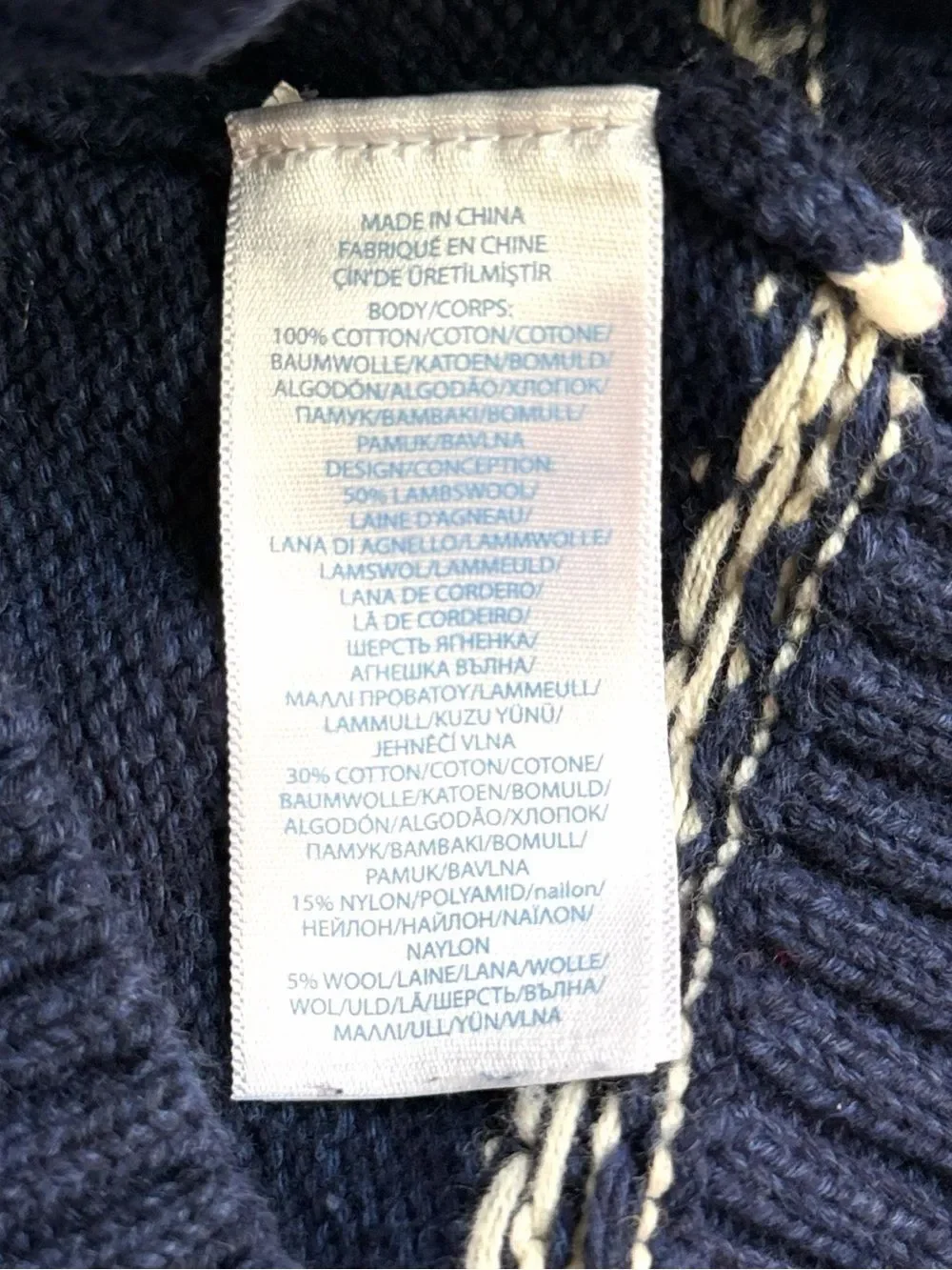 Ralph Lauren Baby Sweater Blue Nordic Fair Isle Button Shoulder 18M Cotton